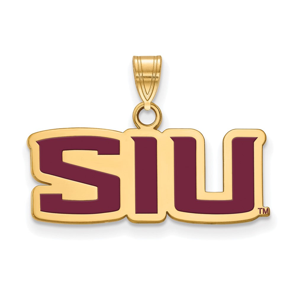 Sterling Silver Gold-plated LogoArt Southern Illinois University S-I-U Small Enameled Pendant