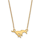 10k Gold LogoArt Southern Methodist University Mustang Small Pendant 18 inch Necklace