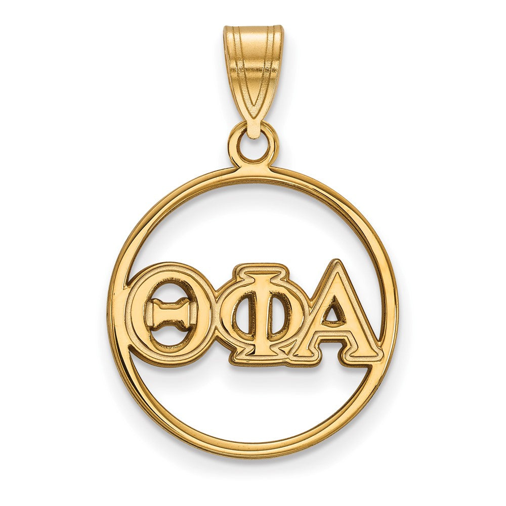 Sterling Silver Gold-plated LogoArt Theta Phi Alpha Sorority Greek Letters Medium Circle Pendant