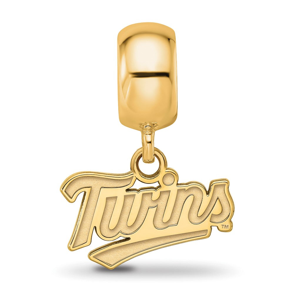 Sterling Silver Gold Plated Major League Baseball LogoArt Minnesota Twins T-C Dangle Bead