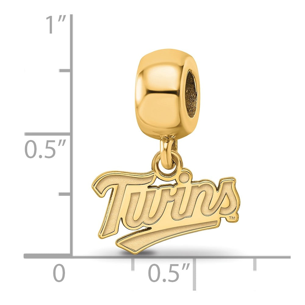 Sterling Silver Gold Plated Major League Baseball LogoArt Minnesota Twins T-C Dangle Bead