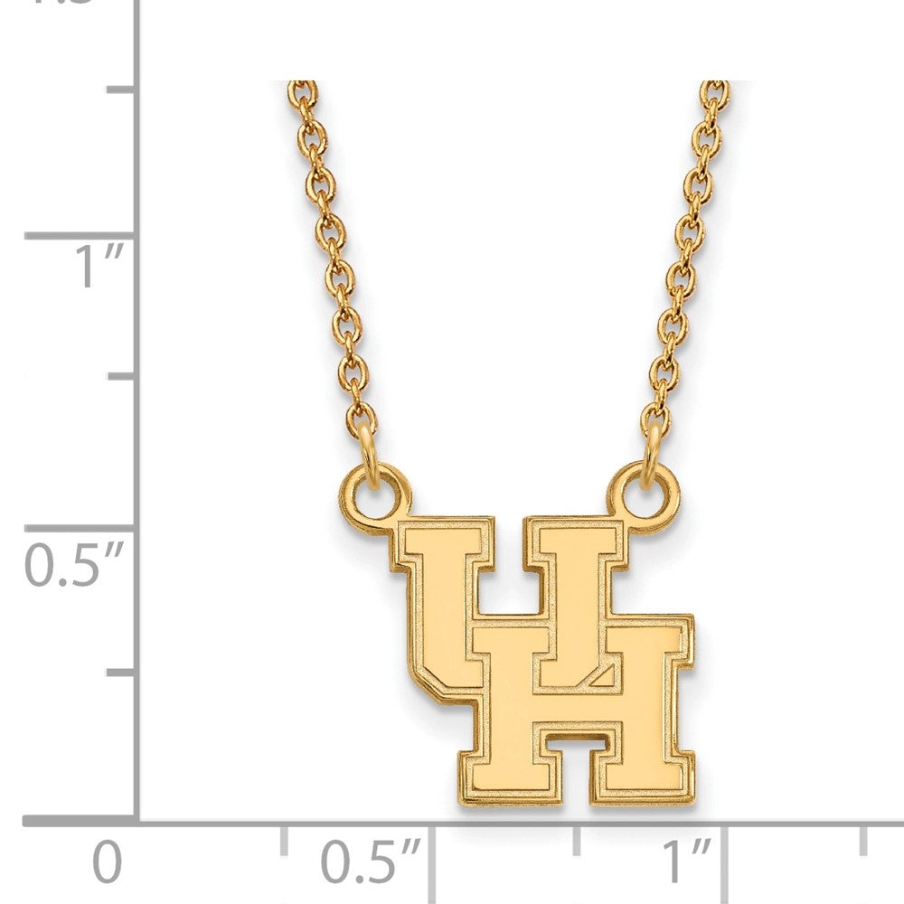 10k Gold LogoArt University of Houston U-H Small Pendant 18 inch Necklace