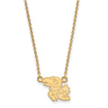 Sterling Silver Gold-plated LogoArt University of Kansas Jayhawk Small Pendant 18 inch Necklace