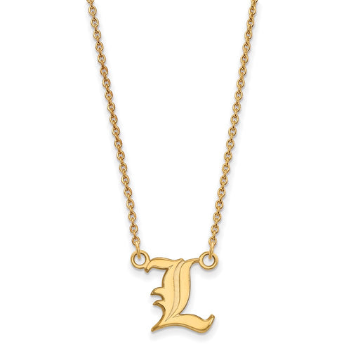 10k Gold LogoArt University of Louisville Letter L Small Pendant 18 inch Necklace