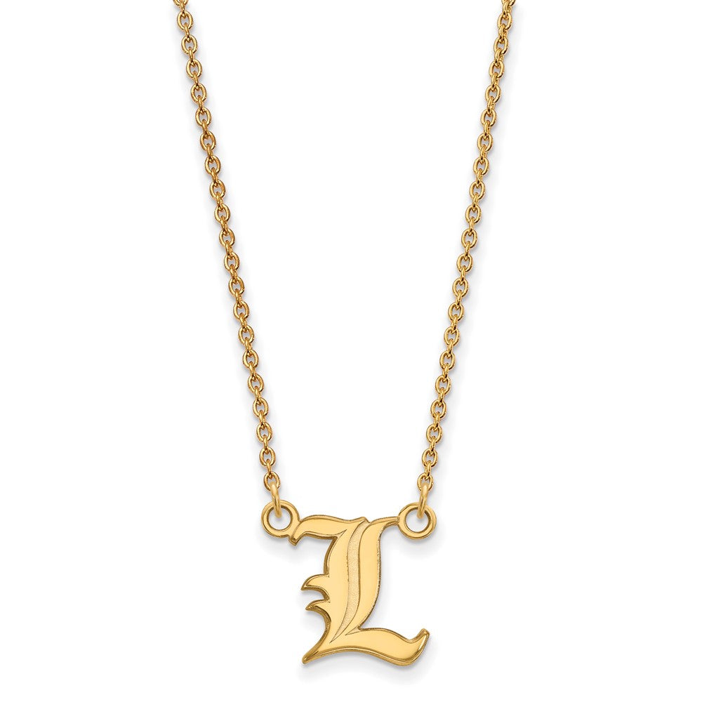 Sterling Silver Gold-plated LogoArt University of Louisville Letter L Small Pendant 18 inch Necklace