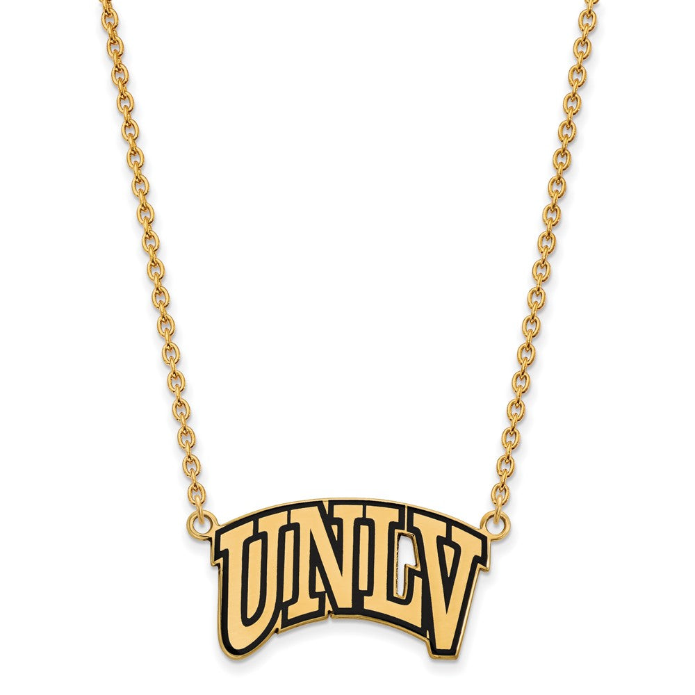 Sterling Silver Gold-plated LogoArt University of Nevada-Las Vegas U-N-L-V Large Enameled Pendant 18 inch Necklace