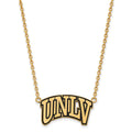 Sterling Silver Gold-plated LogoArt University of Nevada-Las Vegas U-N-L-V Large Enameled Pendant 18 inch Necklace