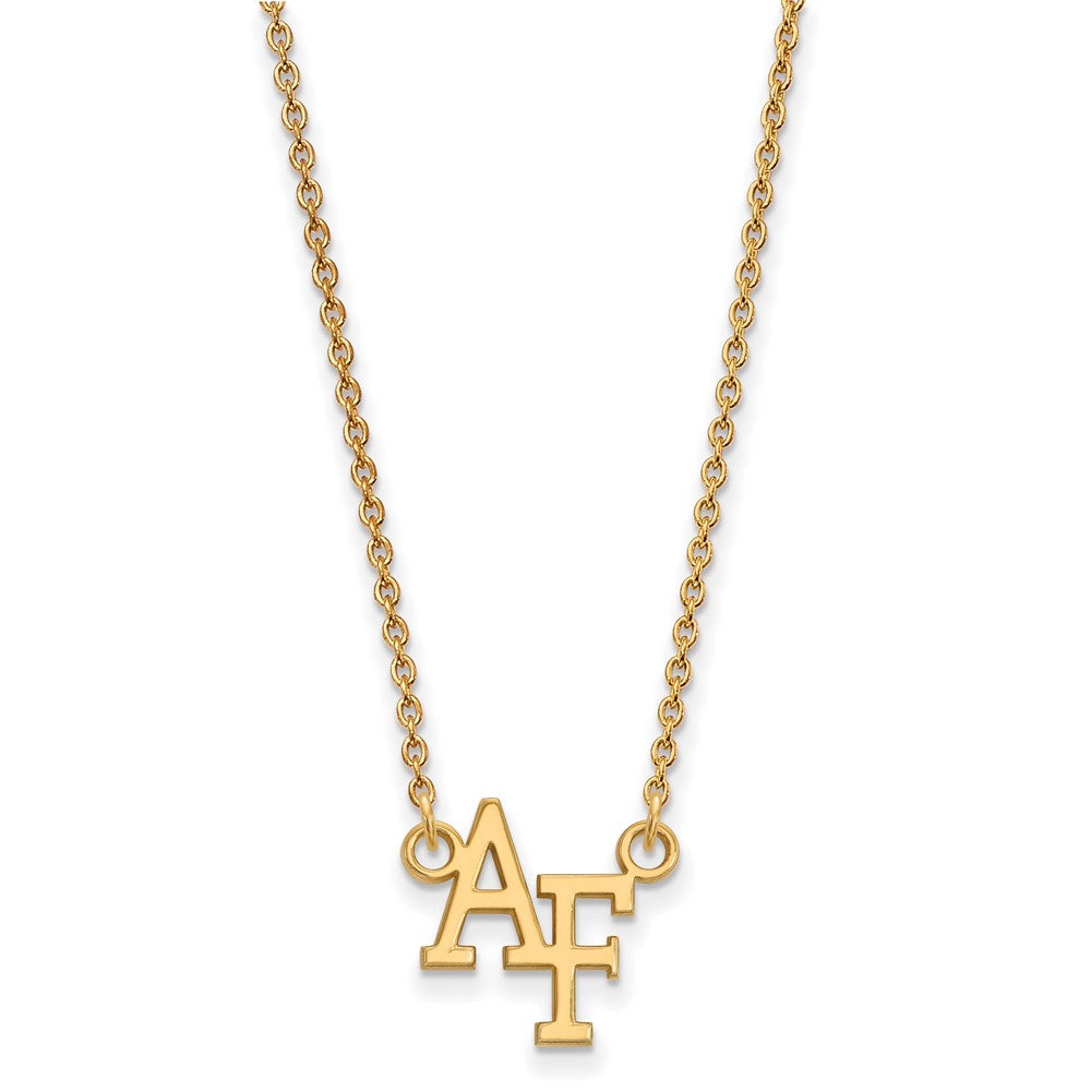 Sterling Silver Gold-plated LogoArt United States Air Force Academy A-F Small Pendant 18 inch Necklace