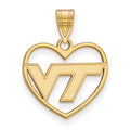 Sterling Silver Gold-plated LogoArt Virginia Tech V-T Heart Pendant