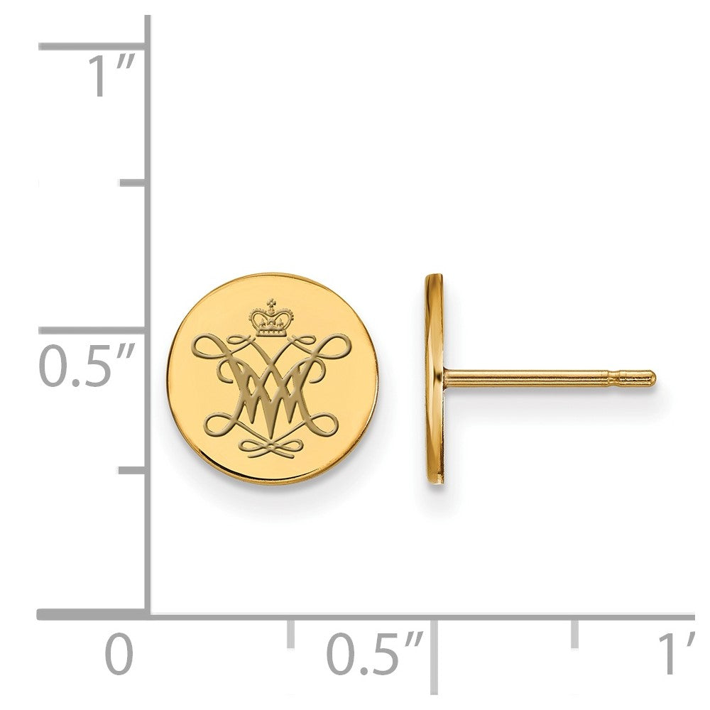 Sterling Silver Gold-plated LogoArt College of William and Mary Extra Small Enameled Disc Earrings
