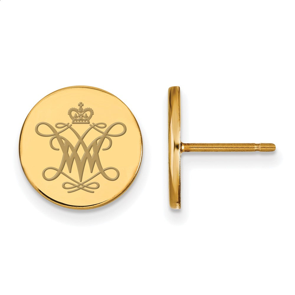 Sterling Silver Gold-plated LogoArt College of William and Mary Extra Small Enameled Disc Earrings