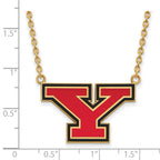 Sterling Silver Gold-plated LogoArt Youngstown State University Letter Y Large Enameled Pendant 18 inch Necklace