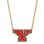 Sterling Silver Gold-plated LogoArt Youngstown State University Letter Y Large Enameled Pendant 18 inch Necklace