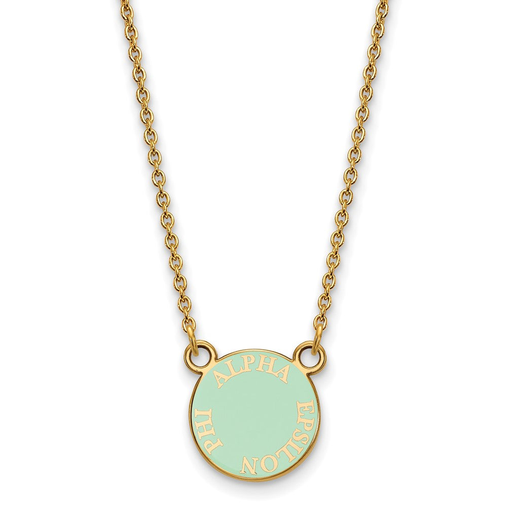Sterling Silver Gold-plated LogoArt Alpha Epsilon Phi Extra Sorority Text Small Color Enamel Pendant 18 inch Necklace