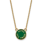Sterling Silver Gold-plated LogoArt Alpha Sigma Tau Extra Sorority Text Small Color Enamel Pendant 18 inch Necklace