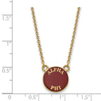 Sterling Silver Gold-plated LogoArt Alpha Phi Sorority Text Small Color Enamel Pendant 18 inch Necklace