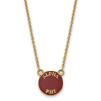 Sterling Silver Gold-plated LogoArt Alpha Phi Sorority Text Small Color Enamel Pendant 18 inch Necklace