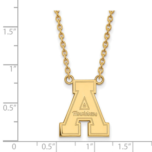 10k Gold LogoArt Appalachian State University Large Pendant 18 inch Necklace