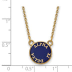 Sterling Silver Gold-plated LogoArt Alpha Xi Delta Sorority Text Small Color Enamel Pendant 18 inch Necklace
