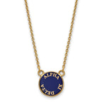 Sterling Silver Gold-plated LogoArt Alpha Xi Delta Sorority Text Small Color Enamel Pendant 18 inch Necklace