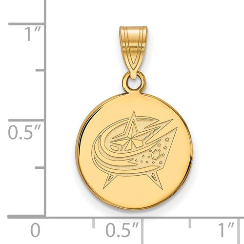 10k Gold NHL LogoArt Columbus Blue Jackets Medium Disc Pendant