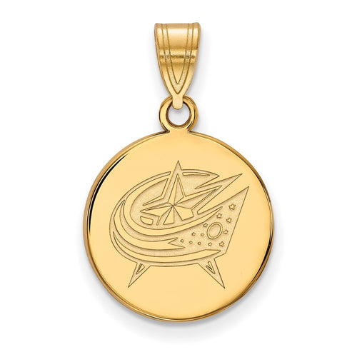 10k Gold NHL LogoArt Columbus Blue Jackets Medium Disc Pendant
