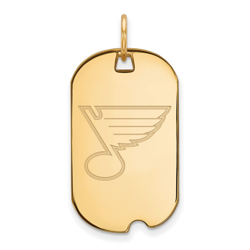 Sterling Silver Gold-plated NHL LogoArt St. Louis Blues Small Dog Tag Pendant