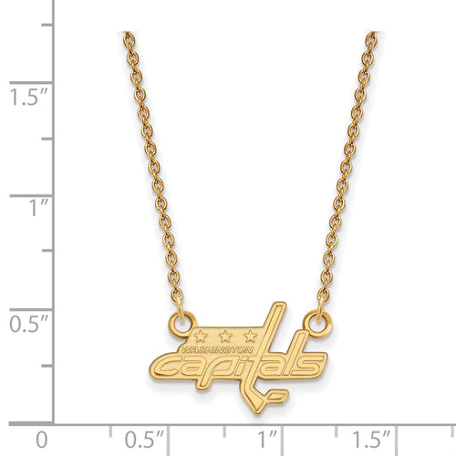 10k Gold NHL LogoArt Washington Capitals Small Pendant 18 inch Necklace