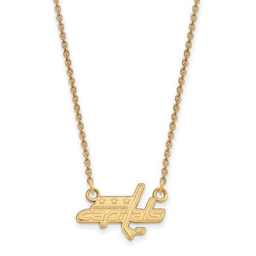 10k Gold NHL LogoArt Washington Capitals Small Pendant 18 inch Necklace
