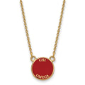 Sterling Silver Gold-plated LogoArt Chi Omega Extra Sorority Text Small Color Enamel Pendant 18 inch Necklace