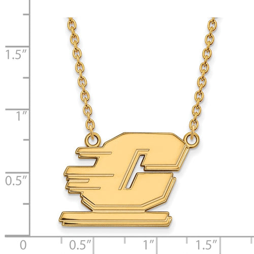10k Gold LogoArt Central Michigan University Letter C Large Pendant 18 inch Necklace