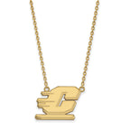 Sterling Silver Gold-plated LogoArt Central Michigan University Letter C Large Pendant 18 inch Necklace