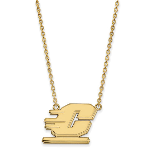 10k Gold LogoArt Central Michigan University Letter C Large Pendant 18 inch Necklace