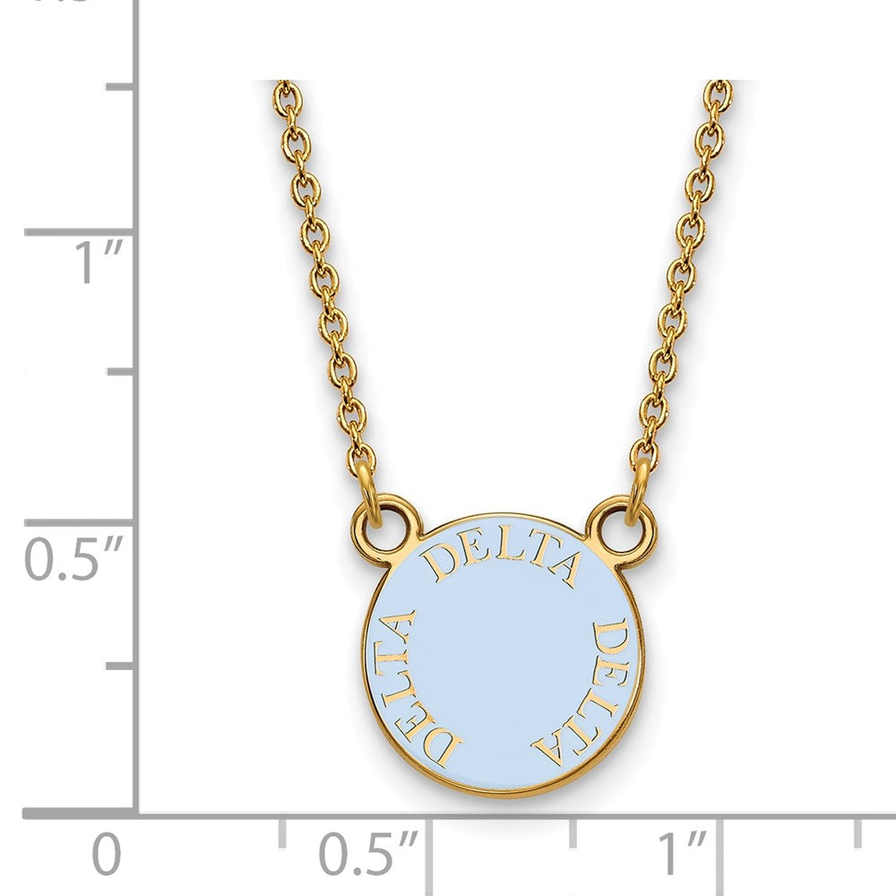 Sterling Silver Gold-plated LogoArt Delta Delta Delta Sorority Text Small Color Enamel Pendant 18 inch Necklace