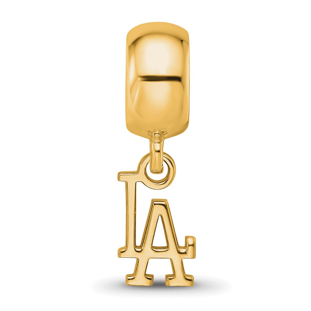 Sterling Silver Gold Plated Major League Baseball LogoArt Los Angeles Dodgers Dangle Bead