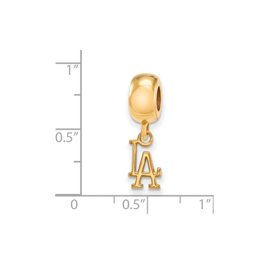 Sterling Silver Gold Plated Major League Baseball LogoArt Los Angeles Dodgers Dangle Bead