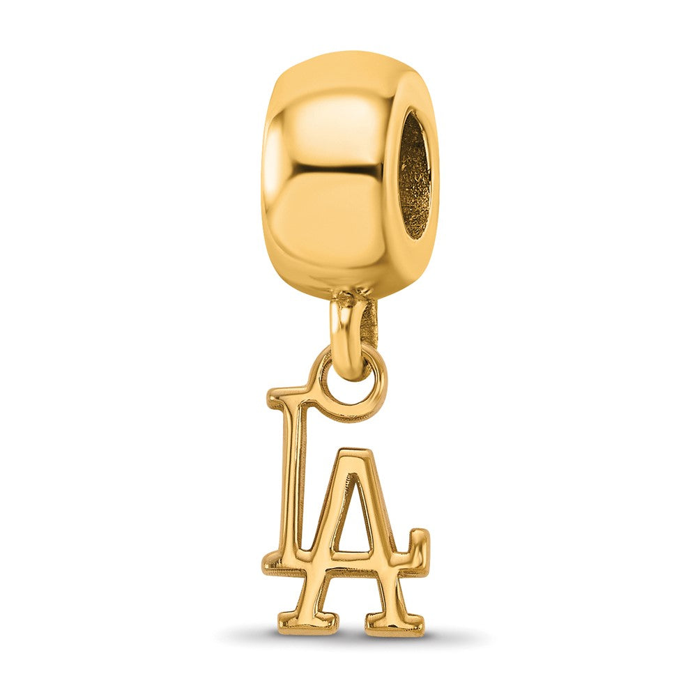 Sterling Silver Gold Plated Major League Baseball LogoArt Los Angeles Dodgers Dangle Bead