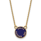 Sterling Silver Gold-plated LogoArt Delta Phi Epsilon Sorority Text Small Color Enamel Pendant 18 inch Necklace