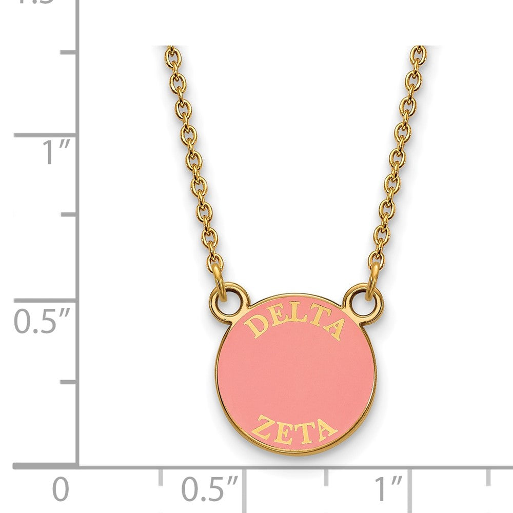 Sterling Silver Gold-plated LogoArt Delta Zeta Sorority Text Small Color Enamel Pendant 18 inch Necklace