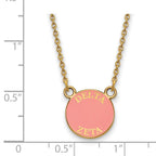Sterling Silver Gold-plated LogoArt Delta Zeta Sorority Text Small Color Enamel Pendant 18 inch Necklace
