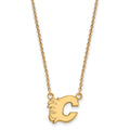 Sterling Silver Gold-plated NHL LogoArt Calgary Flames Letter C Small Pendant 18 inch Necklace