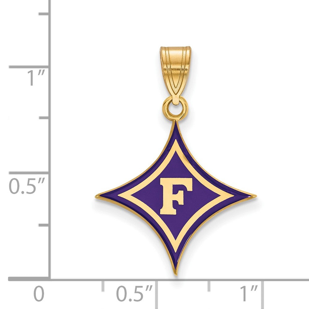 Sterling Silver Gold-plated LogoArt Furman University Large Enameled Pendant