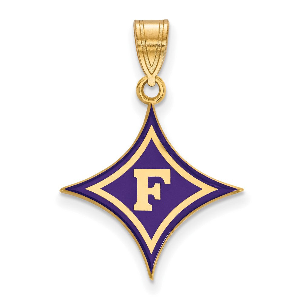 Sterling Silver Gold-plated LogoArt Furman University Large Enameled Pendant