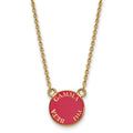 Sterling Silver Gold-plated LogoArt Gamma Phi Beta Sorority Text Small Color Enamel Pendant 18 inch Necklace