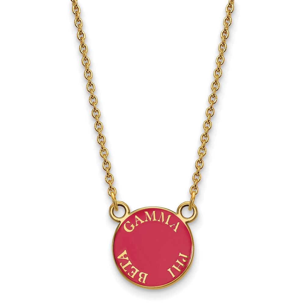 Sterling Silver Gold-plated LogoArt Gamma Phi Beta Sorority Text Small Color Enamel Pendant 18 inch Necklace