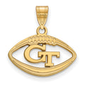 Sterling Silver Gold-plated LogoArt Georgia Institute of Technology G-T Football Pendant