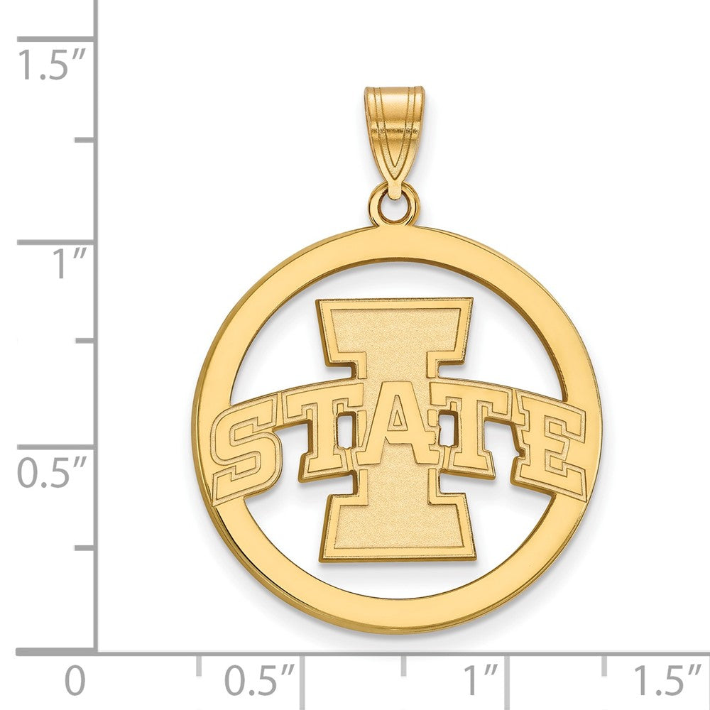 Sterling Silver Gold-plated LogoArt Iowa State University Extra Large Circle Pendant