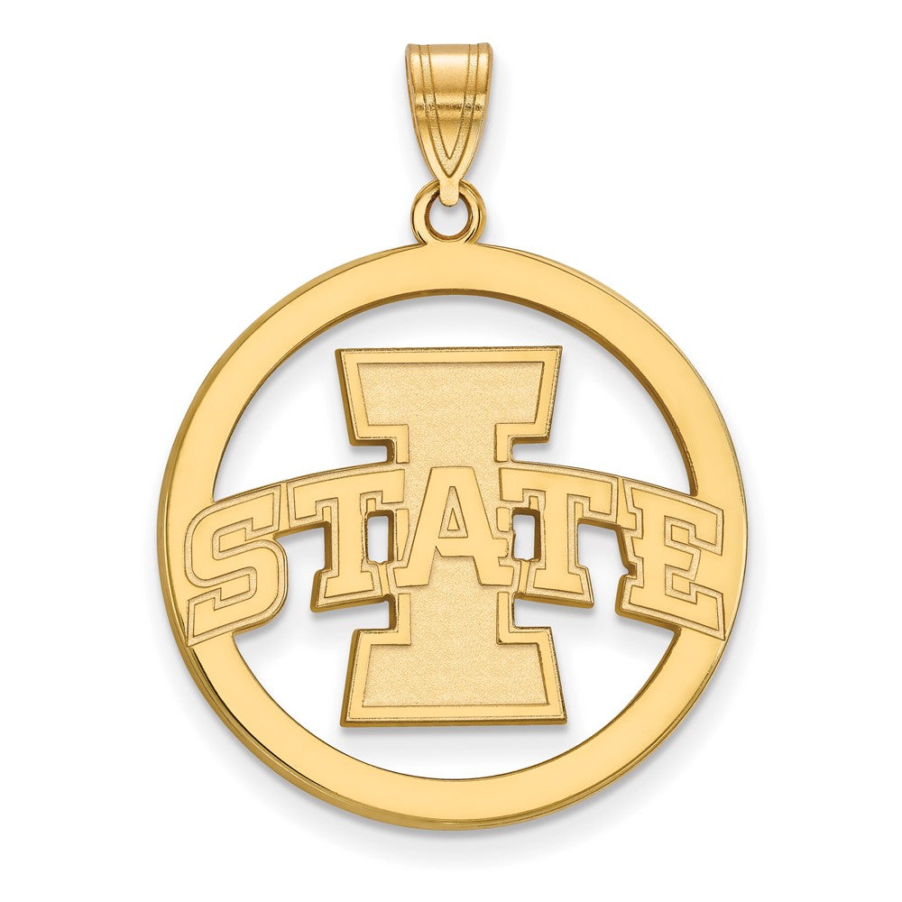 Sterling Silver Gold-plated LogoArt Iowa State University Extra Large Circle Pendant