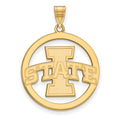 Sterling Silver Gold-plated LogoArt Iowa State University Extra Large Circle Pendant