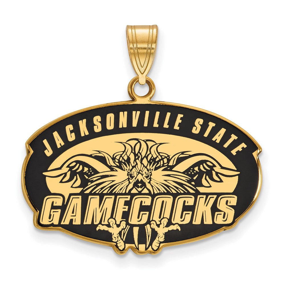 Sterling Silver Gold-plated LogoArt Jacksonville State University Large Enameled Pendant